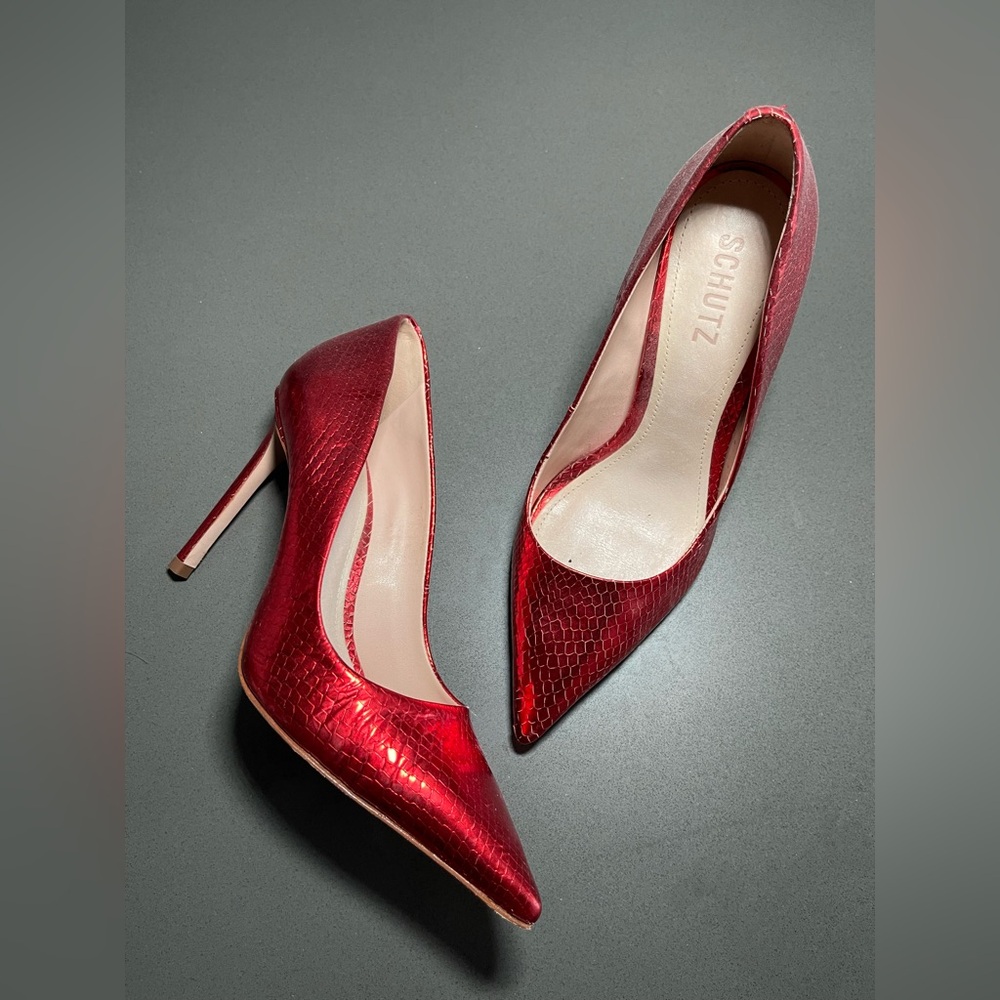 SCHUTZ Red Textured High Heels - Size 7